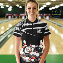 Load image into Gallery viewer, Personalized Funny Opossum Bowling Shirt Bowling Jersey for Women Bowling Polo &amp; Quarter-Zip QZT847