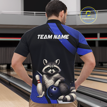 Load image into Gallery viewer, Custom Blue Ugly Raccoon Bowling Shirt for Men Bowling League Polo &amp; Quarter-Zip Gift QZT853