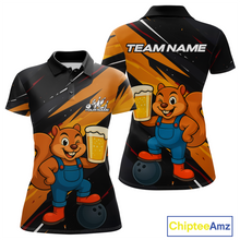 Load image into Gallery viewer, Funny Squirrel and Beer Bowling Team Shirt for Women Custom Bowling League Jersey Bowling Outfit QZT813