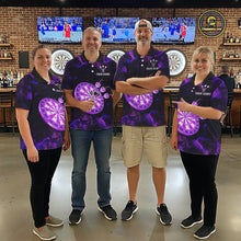 Load image into Gallery viewer, Custom Purple Flame Neon Dart Shirts Wings Dart Jersey Dartboard Shirt for Men DHT21