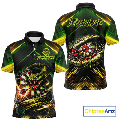 Yellow & Green Cobra Snake Dart Shirts for Men Custom Dart Team Jersey Polo & 1/4-Zip Dart Outfit DHT22