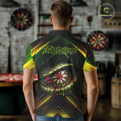 Yellow & Green Cobra Snake Dart Shirts for Men Custom Dart Team Jersey Polo & 1/4-Zip Dart Outfit DHT22