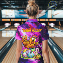 Load image into Gallery viewer, Custom Funny Chicken Bowling Team Shirt for Women Easter Bowling League Jersey Polo &amp; 1/4-Zip QZT939