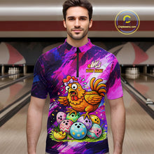 Load image into Gallery viewer, Custom Funny Chicken Bowling Team Shirt for Men Easter Bowling League Jersey Polo &amp; 1/4-Zip QZT939