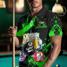 Load image into Gallery viewer, Custom Green Funny 8 Ball Pool Billiard Team Shirts for Men Billiard League Jersey Polo &amp;1/4 Zip BHT2
