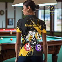Load image into Gallery viewer, Custom Yellow Funny 8 Ball Pool Billiard Team Shirts for Women Billiard League Jersey Polo &amp;1/4 Zip BHT2