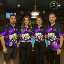 Load image into Gallery viewer, Custom Purple Funny 8 Ball Pool Billiard Team Shirts for Men Billiard League Jersey Polo &amp;1/4 Zip BHT2