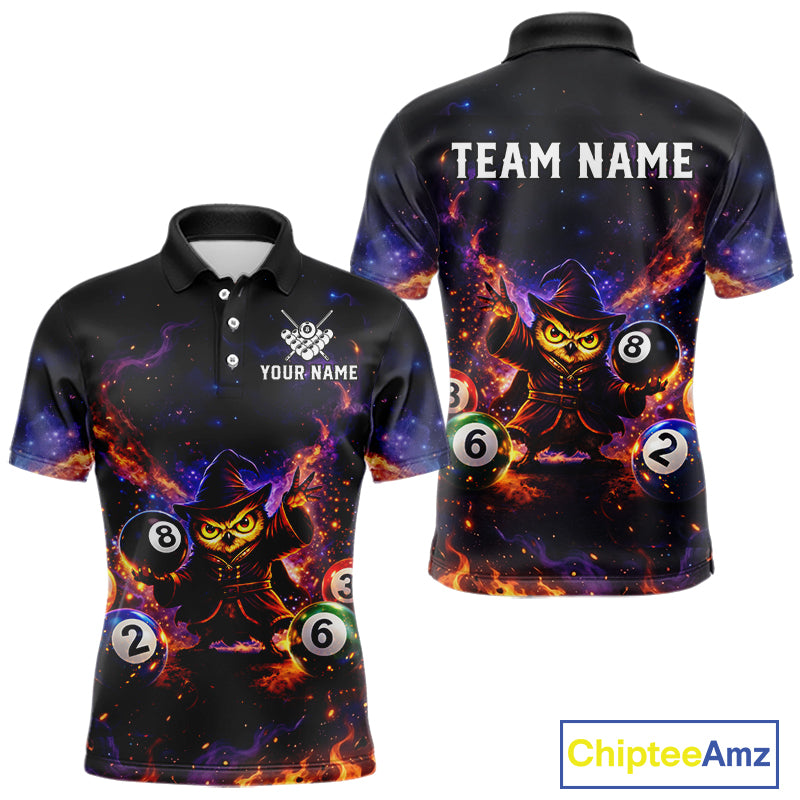 Custom Owl Witch Billiard Shirt for Men 8 Ball Billiard Jersey Pool Shirt Polo & 1/4 Zip Unisex BHT3