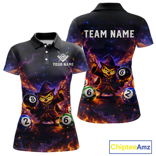 Custom Owl Witch Billiard Shirt for Women 8 Ball Billiard Jersey Pool Shirt Polo & 1/4 Zip Unisex BHT3
