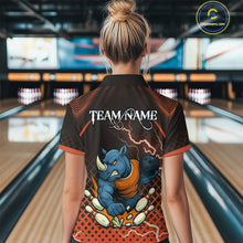 Load image into Gallery viewer, Custom Funny Orange Rhino Bowling Team Shirt for Women Bowling Jersey Polo, Quarter-Zip Outfit QZT805