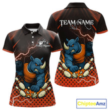 Load image into Gallery viewer, Custom Funny Orange Rhino Bowling Team Shirt for Women Bowling Jersey Polo, Quarter-Zip Outfit QZT805