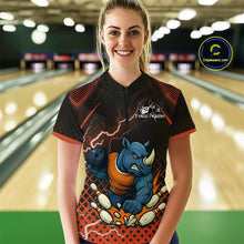 Load image into Gallery viewer, Custom Funny Orange Rhino Bowling Team Shirt for Women Bowling Jersey Polo, Quarter-Zip Outfit QZT805