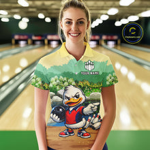 Load image into Gallery viewer, Custom Funny Duck Bowling Shirt Polo &amp; Quarter-Zip Bowling Team Jersey for Women QZT859