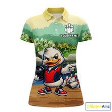 Load image into Gallery viewer, Custom Funny Duck Bowling Shirt Polo &amp; Quarter-Zip Bowling Team Jersey for Women QZT859