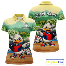 Load image into Gallery viewer, Custom Funny Duck Bowling Shirt Polo &amp; Quarter-Zip Bowling Team Jersey for Women QZT859