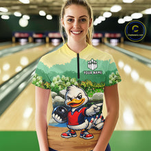 Load image into Gallery viewer, Custom Funny Duck Bowling Shirt Polo &amp; Quarter-Zip Bowling Team Jersey for Women QZT859