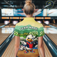 Load image into Gallery viewer, Custom Funny Duck Bowling Shirt Polo &amp; Quarter-Zip Bowling Team Jersey for Women QZT859