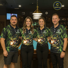 Load image into Gallery viewer, Custom Green Cobra Snake Billiard Jersey for Women 8 Ball Billiard Shirt for Team Polo &amp; 1/4 Zip BHT8