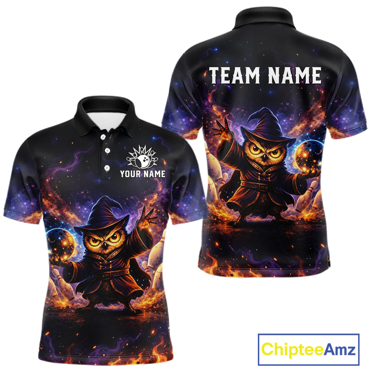 Custom Witch Owl Bowling Team Shirt Funny Bowling League Jersey Outfit for Men QZT864