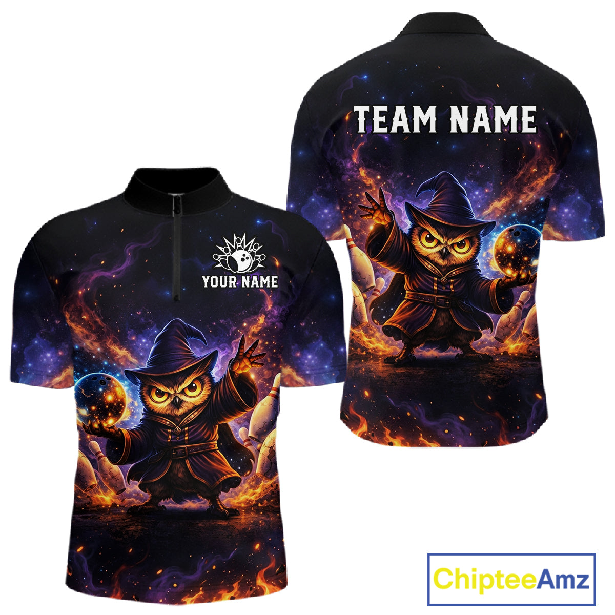 Custom Witch Owl Bowling Team Shirt Funny Bowling League Jersey Outfit for Men QZT864