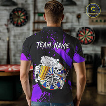Load image into Gallery viewer, Custom Purple Skeleton Dart Jersey for Team Polo &amp; 1/4 Zip Beer Dartboard Shirts Dart Jerseys Gift for Men DHT3