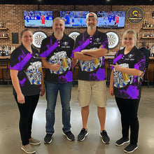 Load image into Gallery viewer, Custom Purple Skeleton Dart Jersey for Team Polo &amp; 1/4 Zip Beer Dartboard Shirts Dart Jerseys Gift for Men DHT3