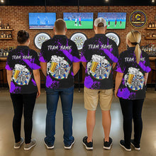 Load image into Gallery viewer, Custom Purple Skeleton Dart Jersey for Team Polo &amp; 1/4 Zip Beer Dartboard Shirts Dart Jerseys Gift for Men DHT3