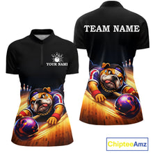Load image into Gallery viewer, Funny Bulldog Bowling Shirt for Team Custom Polo &amp; 1/4 Zip Bowling Jersey for Women QZT913