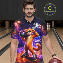 Load image into Gallery viewer, Custom Graffiti Funny Cat Bowling Shirt for Men Bowling League Jersey Polo &amp; Quarter-Zip Bowling Outfit QZT919