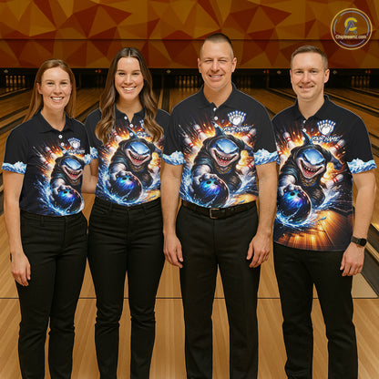 Personalized Funny Shark Bowling Team Shirt Bowling Jersey for Women Polo & Quarter-Zip QZT948