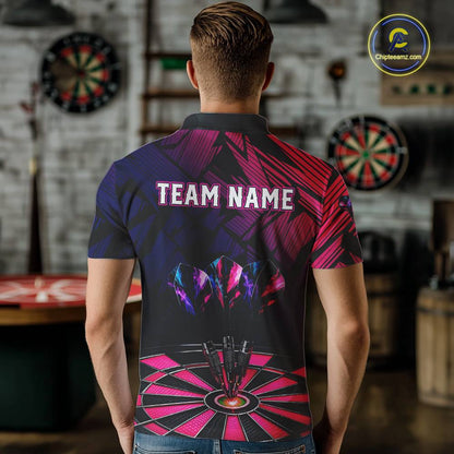 Personalized Pink Dart Shirt for Men Team Dart Jersey Dartboard Shirt Polo & Quarter-Zip DHT12