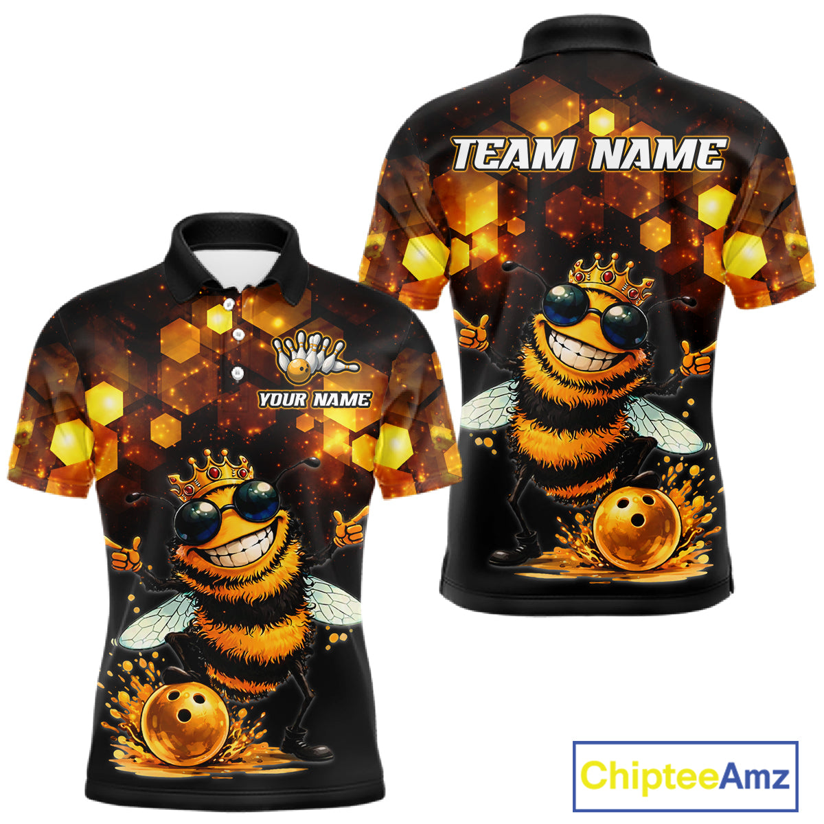 Funny Bee Bowling Shirt for Men Custom Bowling Team Jersey Bowling Outfit Polo & Quarter-Zip QZT952
