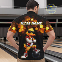 Load image into Gallery viewer, Custom Black &amp; Gold Funny Duck Bowling Shirt for Men Bowling Jersey League for Couples QZT872