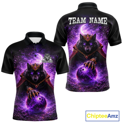 Personalized Night Realm King Wolf Bowling Shirt Crown Bowling Jersey for Men QZT961