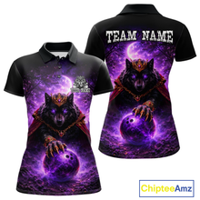 Load image into Gallery viewer, Personalized Night Realm King Wolf Bowling Shirt Crown Bowling Jersey for Women QZT961