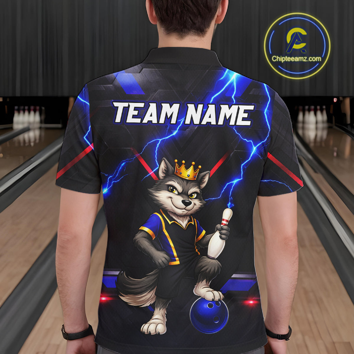Custom Funny King Wolf Bowling Shirt for Men Crown Bowling Jersey Thunder Bowling Shirt Polo & Quarter-Zip QZT962