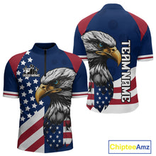 Load image into Gallery viewer, Custom US Flag Eagle Bowling Team Shirt for Men Bowling League Jersey Polo &amp; Quarter-Zip QZT816