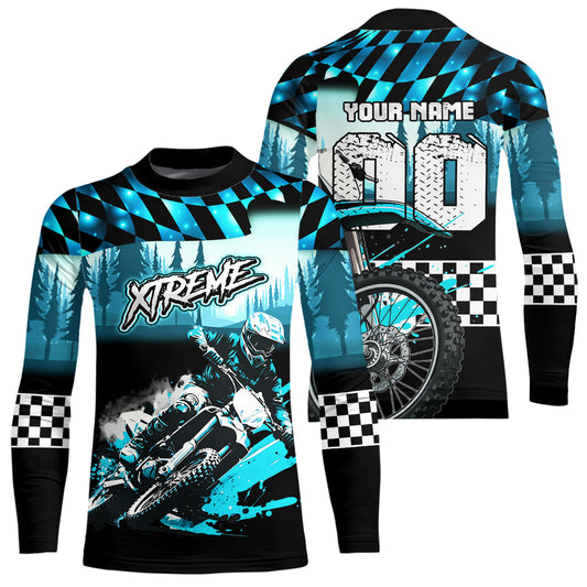 Personalized Turquoise Motocross Jersey for Adult Kids Extreme Racing Shirt Dirt Bike Clothes MHT125