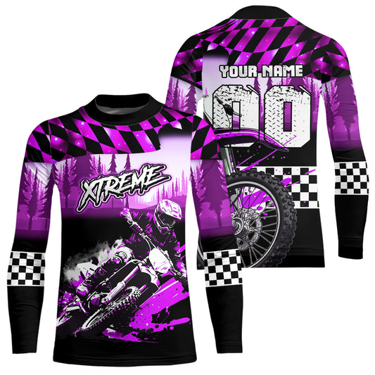 Personalized Purple Motocross Jersey for Adult Kids Extreme Racing Shirt Dirt Bike Clothes MHT125