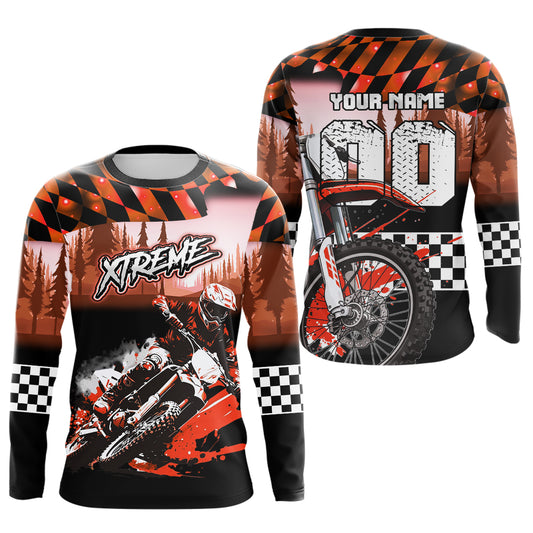 Personalized Orange Motocross Jersey for Adult Kids Extreme Racing Shirt Dirt Bike Clothes MHT125