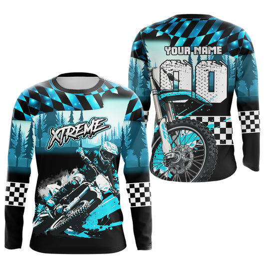 Personalized Turquoise Motocross Jersey for Adult Kids Extreme Racing Shirt Dirt Bike Clothes MHT125