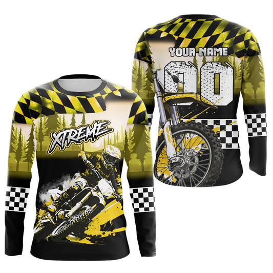 Personalized Yellow Motocross Jersey for Adult Kids Extreme Racing Shirt Dirt Bike Clothes MHT125