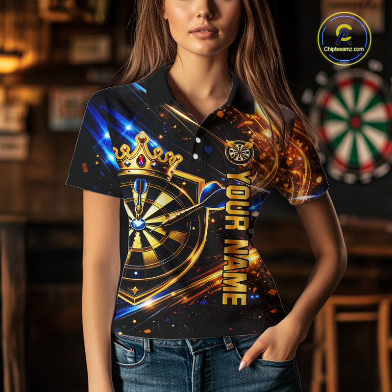 Custom King Crown Dartboard Shirt for Women Dart League Jersey Neon Dartboard Shirt DHT34