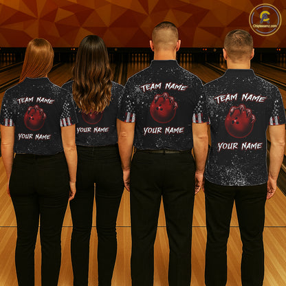 Custom American Flag Bowling Shirt Tiger Bowling Jersey League Polo & 1/4 Zip Bowling for Men QZT835