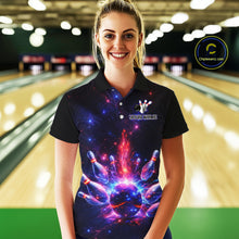 Load image into Gallery viewer, Personalized Galaxy Bowling Shirt Polo &amp; 1/4-Zip for Women Bowling Jersey League QZT837
