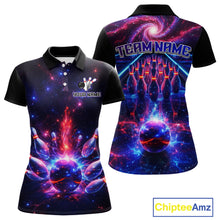 Load image into Gallery viewer, Personalized Galaxy Bowling Shirt Polo &amp; 1/4-Zip for Women Bowling Jersey League QZT837