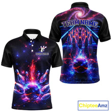 Load image into Gallery viewer, Personalized Galaxy Bowling Shirt Polo &amp; 1/4-Zip for Men Bowling Jersey League QZT837