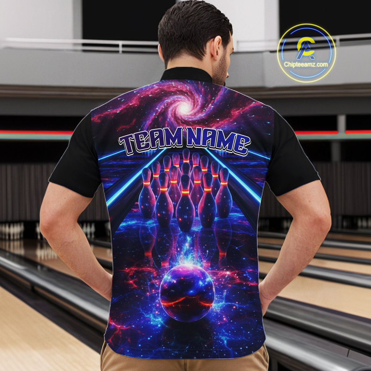 Personalized Galaxy Bowling Shirt Polo & 1/4-Zip for Men Bowling Jersey League QZT837