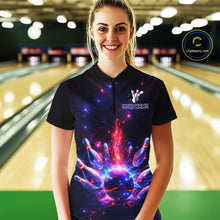 Load image into Gallery viewer, Personalized Galaxy Bowling Shirt Polo &amp; 1/4-Zip for Women Bowling Jersey League QZT837