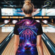 Load image into Gallery viewer, Personalized Galaxy Bowling Shirt Polo &amp; 1/4-Zip for Women Bowling Jersey League QZT837